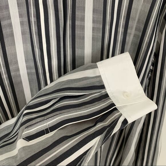 Shamask Striped Sheer Hidden Button Up Top - Picture 5 of 10